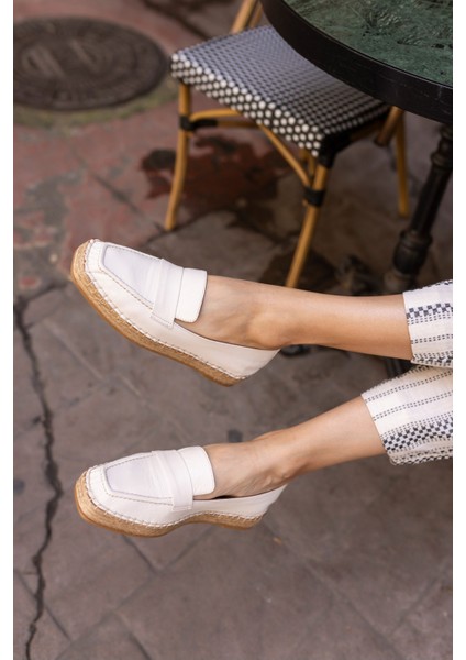 Palmer Kadin Altın Gercek Deri Espadril Ayakkabi