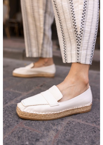 Palmer Kadin Altın Gercek Deri Espadril Ayakkabi