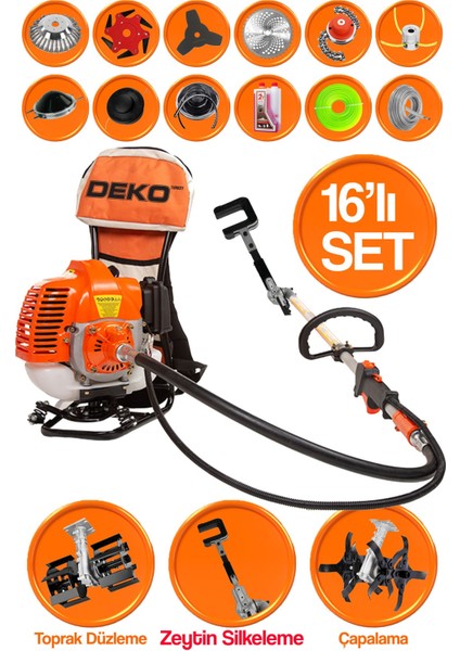 Yeni Nesil Ultra Profesyonel Set Özel Sırt Tırpan + Çapalama Seti + Zeytin Toplama 16 Parça Full Set