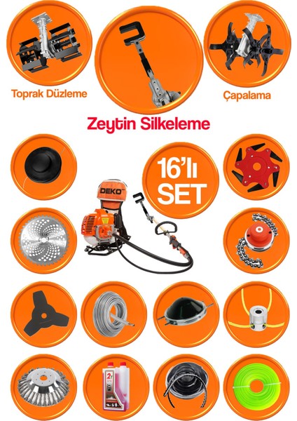 Yeni Nesil Ultra Profesyonel Set Özel Sırt Tırpan + Çapalama Seti + Zeytin Toplama 16 Parça Full Set fiyatları