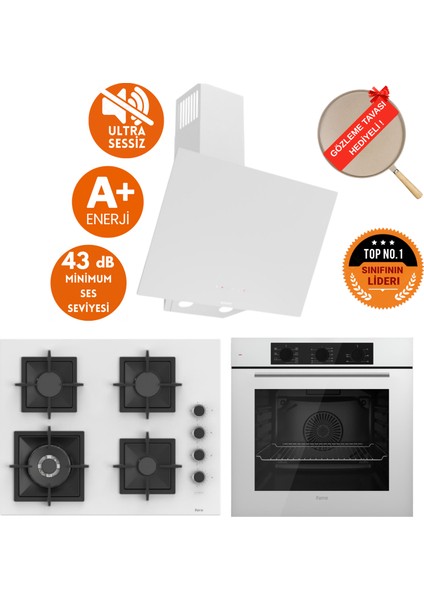 Silenart Magic Ultra Sessiz Beyaz Ankastre Set / Wok ( D078-SA + SC406-WFA + QBL62CB )