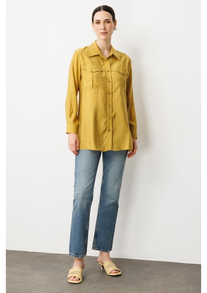 Cep Detaylı Cupra Gömlek-Safran fiyatları