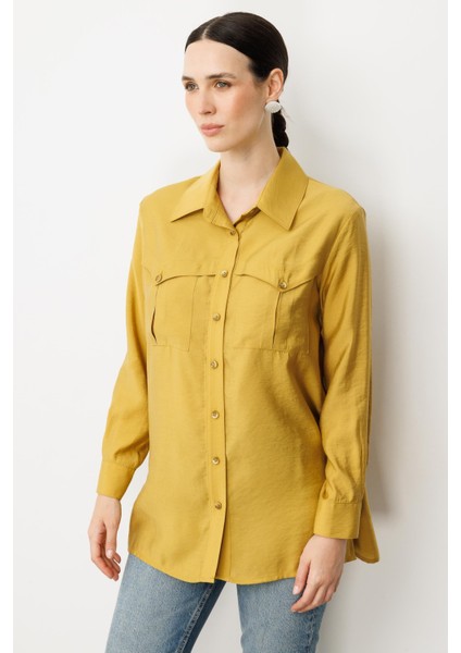 Cep Detaylı Cupra Gömlek-Safran fırsatları