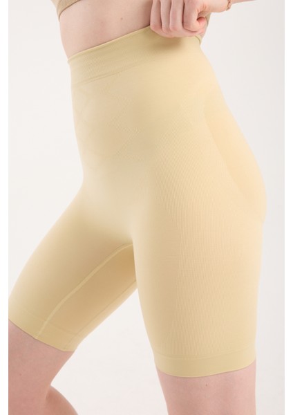 Salmano Model Yüksek Bel Şekillendirici Korse Tayt, Dikişsiz Vücut Sıkılaştıran, Kalça ve Basen Toparlayıcı, Ten/siyah fiyatları