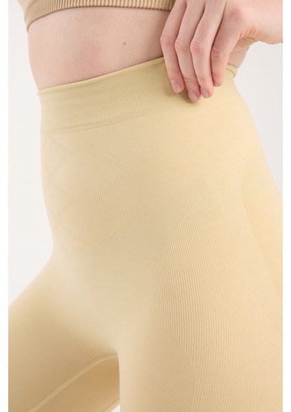 Salmano Model Yüksek Bel Şekillendirici Korse Tayt, Dikişsiz Vücut Sıkılaştıran, Kalça ve Basen Toparlayıcı, Ten/siyah