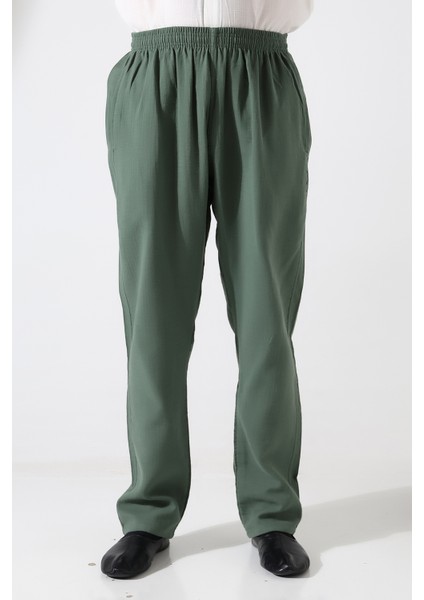 Erkek Lastikli Bel Cepli Hac Umre Müslin Pantolon - Yeşil (Ans) indirimleri