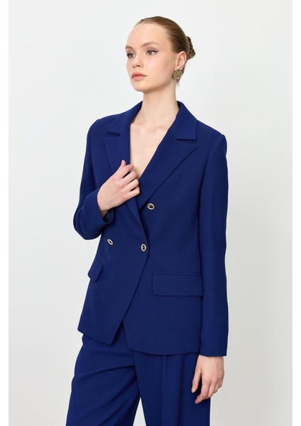 Asimetrik Kesim Krep Ceket-Lacı