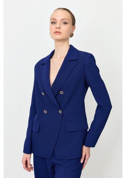 Asimetrik Kesim Krep Ceket-Lacı