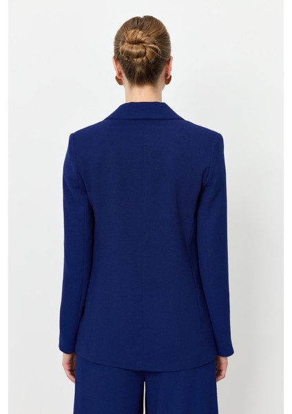 Asimetrik Kesim Krep Ceket-Lacı