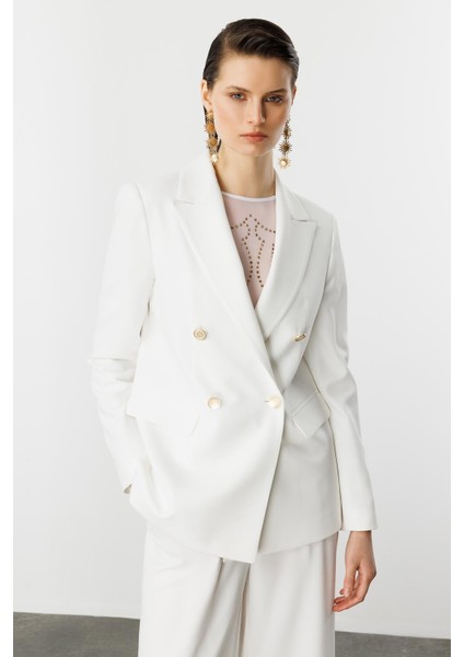 Kruvaze Yaka Hürrem Ceket-Kemık