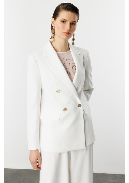 Kruvaze Yaka Hürrem Ceket-Kemık indirimleri