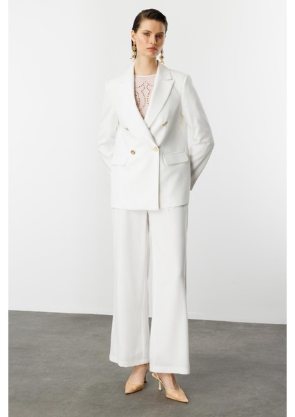 Kruvaze Yaka Hürrem Ceket-Kemık