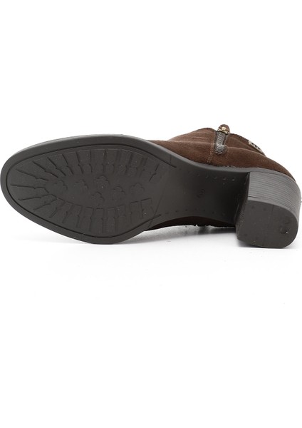 Kadın Kahve Fermuarlı Kalın Topuklu Bot fırsatları