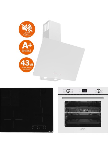 ve Afm Tech Markalı / Nesso Elektrikli Vitro. Sessiz Ankastre Set (D078-SA + V6-04 + FM7701)