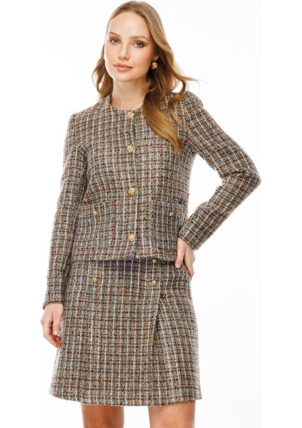 Bisiklet Yaka Kalın Ceket-Mavi