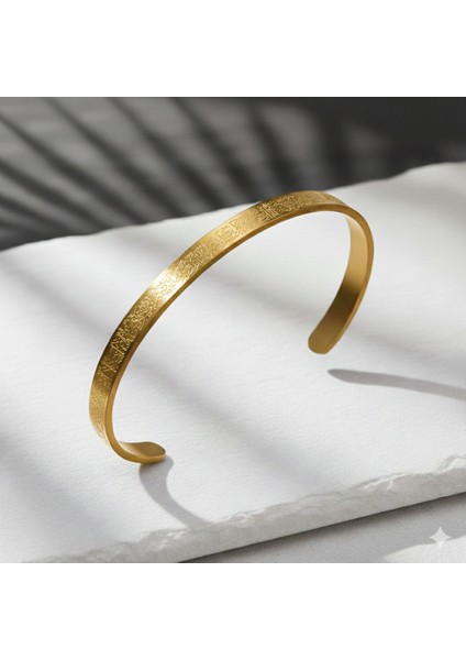 Çelik Ayetel Kürsi Yazılı Bileklik Paslanmaz Çelik