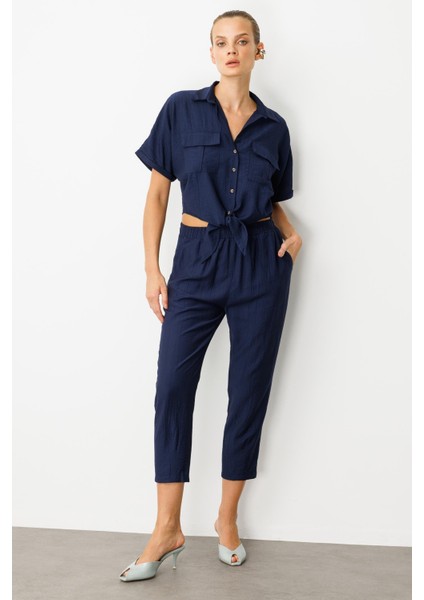 Bağlama Detaylı Crop Gömlek-Lacı indirimleri