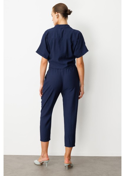 Bağlama Detaylı Crop Gömlek-Lacı