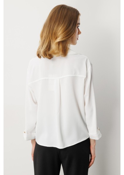 Truvakar Kol Taş Düğmeli Gömlek-Kemık indirimleri