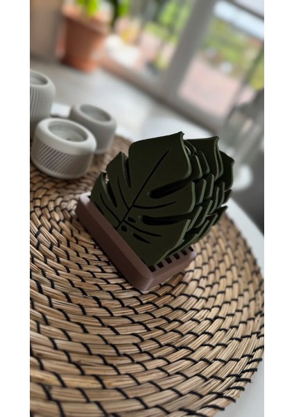 Monstera Yaprak Bardak Altlığı Seti (Stand Dahil) – 3D Baskı Organik Pla Malzeme fırsatları