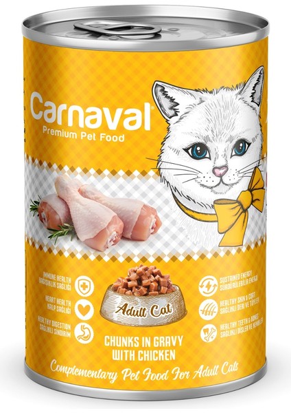 Kaliteli Yaş Mama 48 Adet Yetişkin Kedi Konservesi - Tavuklu 400 gr