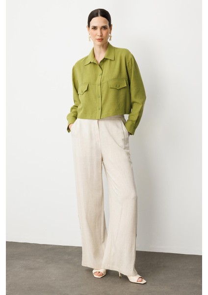 Cep Detay Crop Gömlek-Y.yeşili