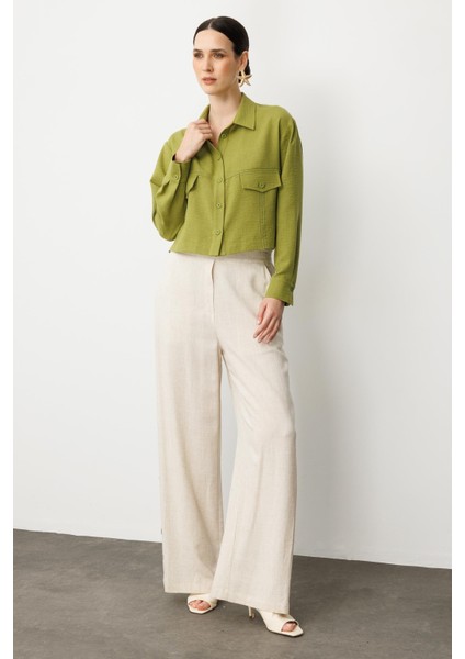 Cep Detay Crop Gömlek-Y.yeşili modelleri
