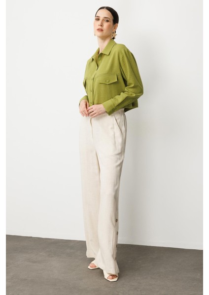 Cep Detay Crop Gömlek-Y.yeşili fırsatları