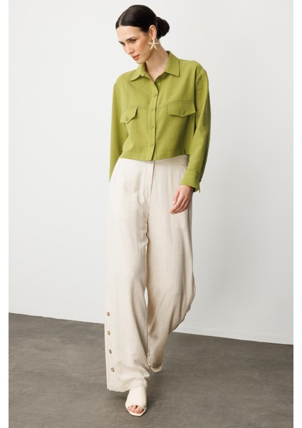 Cep Detay Crop Gömlek-Y.yeşili