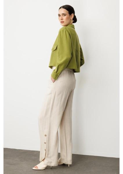 Cep Detay Crop Gömlek-Y.yeşili