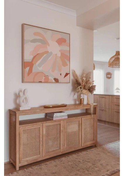 Dublin Bambu Hazeran Detaylı Masif Ahşap Konsol, Büfe