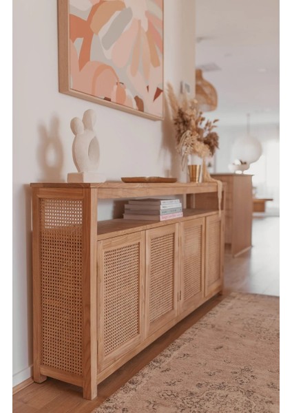 Dublin Bambu Hazeran Detaylı Masif Ahşap Konsol, Büfe fiyatları