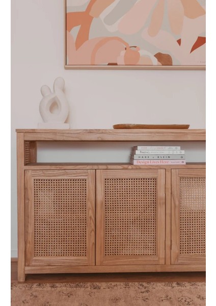 Dublin Bambu Hazeran Detaylı Masif Ahşap Konsol, Büfe fırsatları