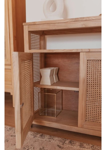 Dublin Bambu Hazeran Detaylı Masif Ahşap Konsol, Büfe indirimleri