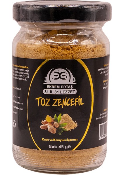 Toz Zencefil 45G Cam Kavanoz