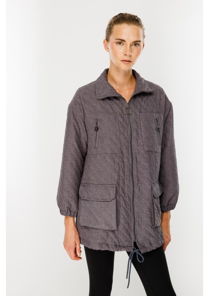 Cepli Kapitone Desen Spor Ceket-Antrasit