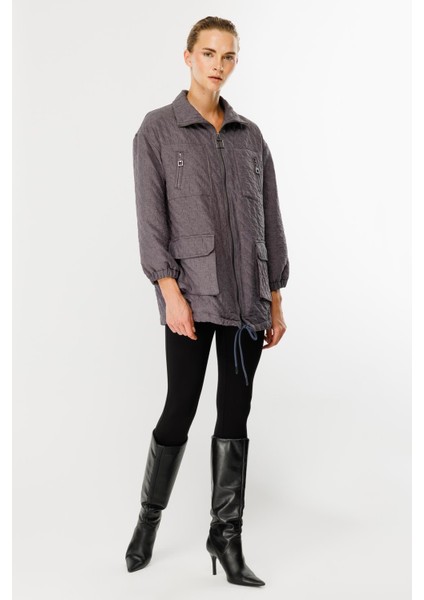 Cepli Kapitone Desen Spor Ceket-Antrasit fiyatları