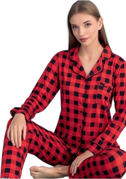 Vita Dolce Yumuşak Kumaş Ekose Kadın Pijama Takımı Tam Kalıp Uzun Kollu S/2xl fiyatları