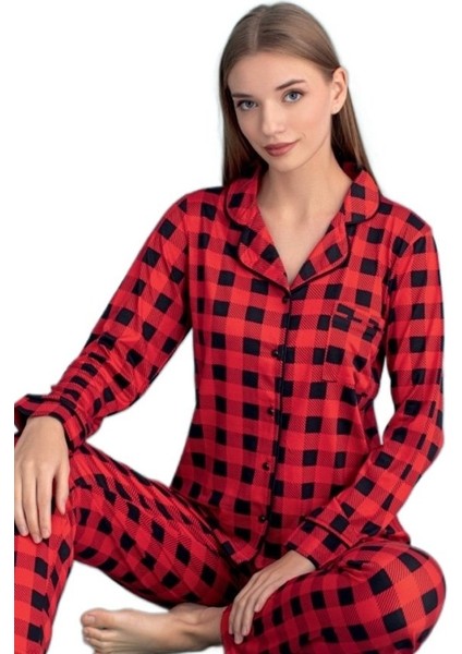 Vita Dolce Yumuşak Kumaş Ekose Kadın Pijama Takımı Tam Kalıp Uzun Kollu S/2xl fırsatları