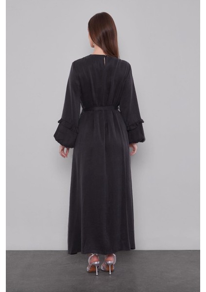 Siyah Kuşak Detaylı Cupra Elbise fırsatları