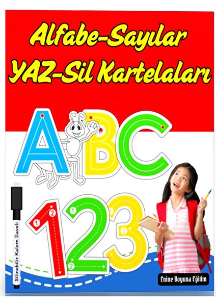 Okul Öncesi ve Birinci Sınıflar Için Alfabe-Sayılar Yaz-Sil Öğren Kartela Seti