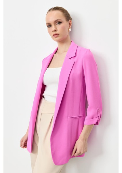 Kolu Düğme Detaylı Ceket-Pembe modelleri