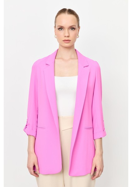 Kolu Düğme Detaylı Ceket-Pembe fırsatları