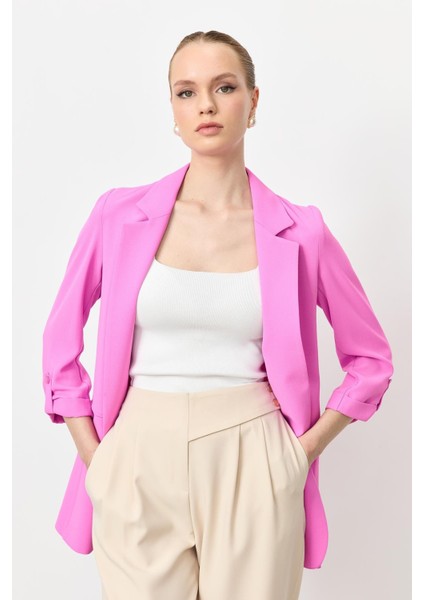 Kolu Düğme Detaylı Ceket-Pembe indirimleri