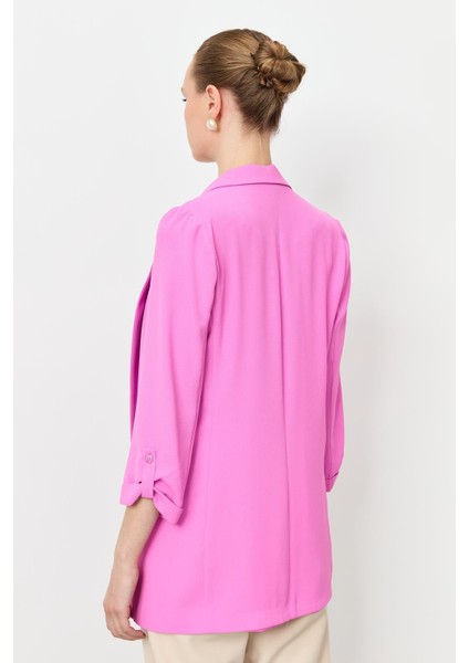 Kolu Düğme Detaylı Ceket-Pembe