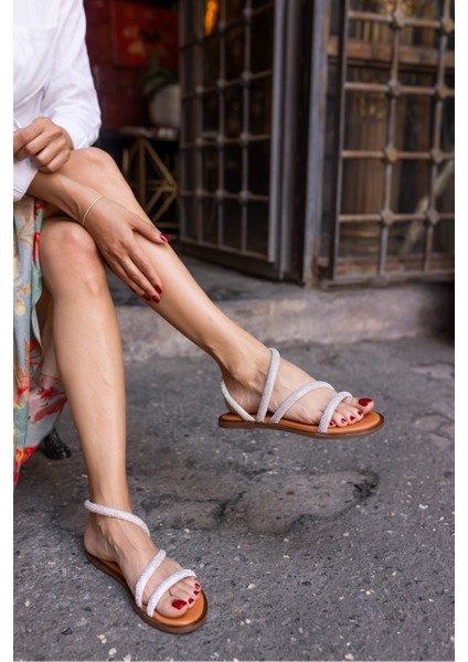 Mendesa Kadın Siyah Ithal Taş Sandalet