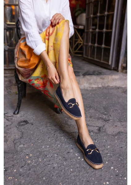 Nazsa Kadın Kahverengi Süet Tokalı Espadrıl Taban Loafer Ayakkabi fırsatları