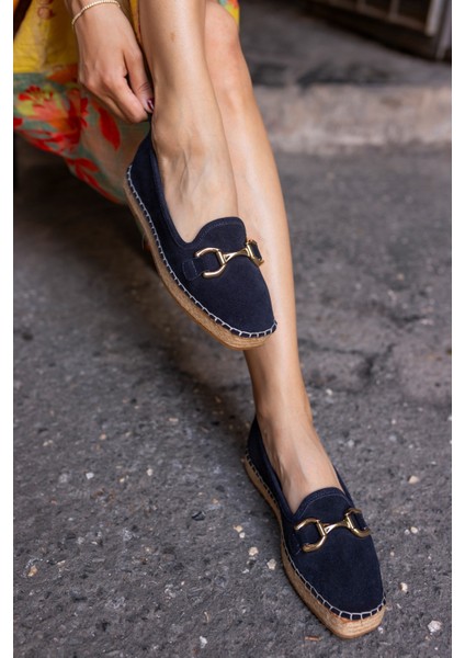 Nazsa Kadın Kahverengi Süet Tokalı Espadrıl Taban Loafer Ayakkabi indirimleri