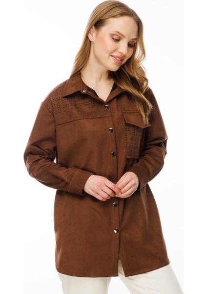 Cep Detaylı Süet Tunik-Kahve fiyatları