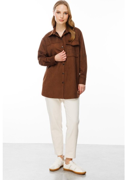 Cep Detaylı Süet Tunik-Kahve modelleri